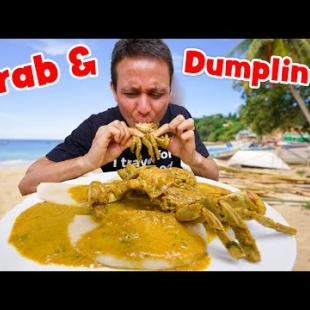 Crab and Dumplings!! 🦀 NATIONAL FOOD in Tobago Island + Breadfruit Roast & Dirt Oven!!