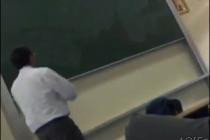 A teacher is not amused by a prank.