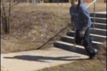 계단 난간 점프 실패