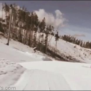 Snowboard hands trick
