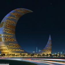 반달 모양의 반달 고층 건물탑 (두바이)