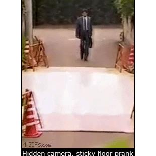 Sticky-floor-prank