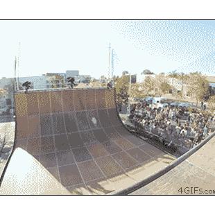 Skater half pipe tricks